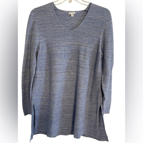 Pure Jill Women’s V-Neck Tunic Sweater Heather Blue Linen Blend Size XL - Picture 4 of 10